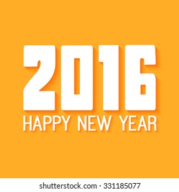 2016 Happy New Year Paper text design on yellow background. Vector illustration.