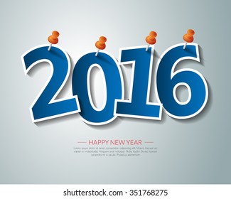 2016 Happy New Year pin board background.vector.