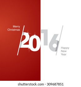 2016 Happy New Year red white gray background