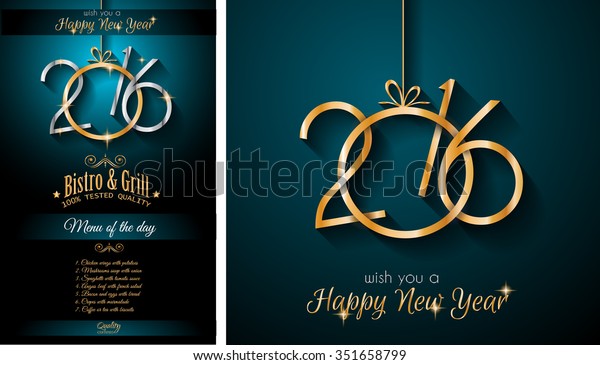 2016 Happy New Year Restaurant Menu Stock Vector (Royalty Free) 351658799