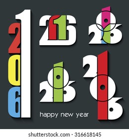 2016 Happy New Year set of creative numbers combination  for your greetings card, flyers, invitation, posters, brochure, banners, calendar