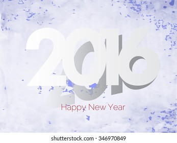 2016 Happy New Year style sign white text with white grunge background eps10.