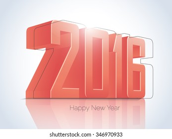 2016 Happy New Year style sign orange 3d pink text and gradient background vector eps10. 
