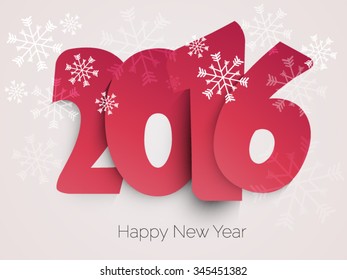 2016 happy new year stylish snowfall pink text and gradient background vector design.
