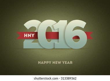 2016 Happy New Year. Vector greeting card design element.