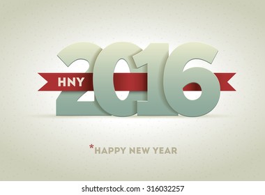 2016 Happy New Year. Vector greeting card design element.