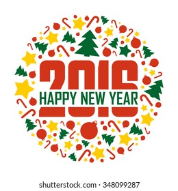 2016 Happy New Year. Vector illustration.