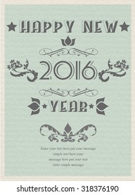 2016 HAPPY NEW YEARS RETRO POSTER FLAYER VINTAGE