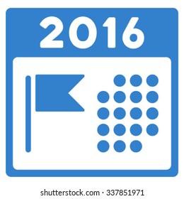 2016 Holiday Appointment vector icon. Style is flat symbol, cobalt color, rounded angles, white background.