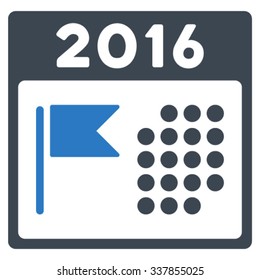 2016 Holiday Binder vector icon. Style is bicolor flat symbol, smooth blue colors, rounded angles, white background.