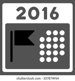 2016 Holiday Syllabus vector icon. Style is bicolor flat symbol, black and white colors, rounded angles, gray background.