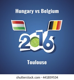2016 Hungary vs Belgium vector blue background