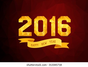 2016 Label Badge. gold Geometrical background