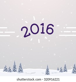 2016 Line holiday design. Winter landscape. Christmas art