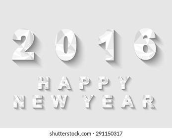 2016 LOW POLY WHITE HAPPY NEW YEAR