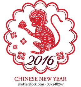 2016 Lunar New Year Of Monkey,Chinese New Year,Monkey Calligraphy,Chinese Paper Cut Arts 