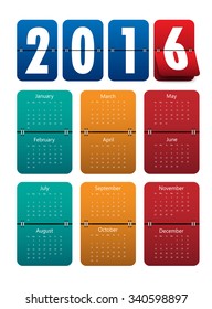 2016 mechanical timetable calendar template .Vector