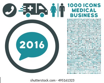 2016 Message icon with 1000 medical business soft blue vector pictograms. Clipart style is flat bicolor symbols, white background.