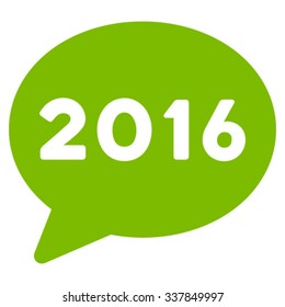 2016 Message vector icon. Style is flat symbol, eco green color, rounded angles, white background.