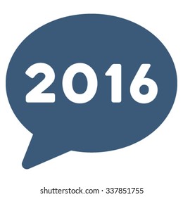 2016 Message vector icon. Style is flat symbol, blue color, rounded angles, white background.