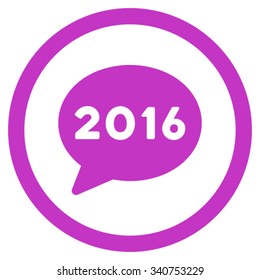 2016 Message vector icon. Style is flat circled symbol, violet color, rounded angles, white background.
