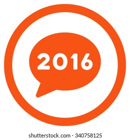 2016 Message vector icon. Style is flat circled symbol, orange color, rounded angles, white background.