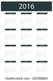 2016 Modern Calendar