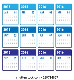 2016 Modern calendar template .Vector