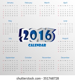 2016 Modern calendar template .Vector
