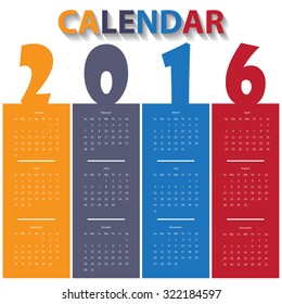 2016 Modern calendar template .Vector/illustration.