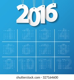 2016 Modern calendar template .Vector/illustration.