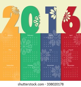 2016 Modern calendar template .Vector/illustration.