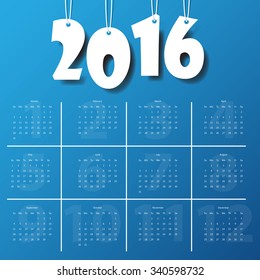 2016 Modern calendar template .Vector/illustration.