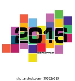 2016 monkey year art vector in colorful