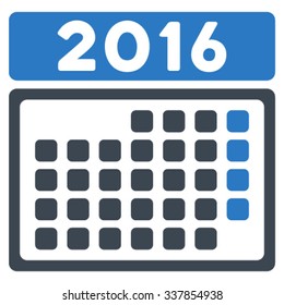 2016 Month Appointment vector icon. Style is bicolor flat symbol, smooth blue colors, rounded angles, white background.