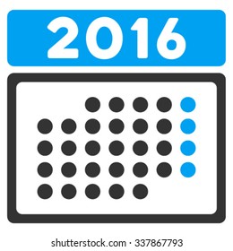 2016 Month Appointment vector icon. Style is bicolor flat symbol, blue and gray colors, rounded angles, white background.