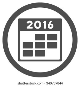 2016 Month Appointment vector icon. Style is flat circled symbol, gray color, rounded angles, white background.