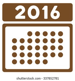 2016 Month Binder vector icon. Style is flat symbol, brown color, rounded angles, white background.