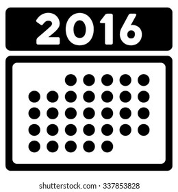 2016 Month Calendar vector icon. Style is flat symbol, black color, rounded angles, white background.