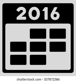 2016 Month Organizer vector icon. Style is flat symbol, black color, rounded angles, light gray background.
