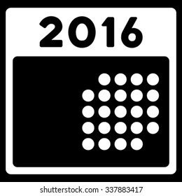 2016 Month Organizer vector icon. Style is flat symbol, white color, rounded angles, black background.