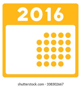 2016 Month Organizer vector icon. Style is flat symbol, yellow color, rounded angles, white background.