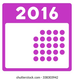 2016 Month Organizer vector icon. Style is flat symbol, violet color, rounded angles, white background.