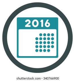 2016 Month Organizer vector icon. Style is bicolor flat circled symbol, soft blue colors, rounded angles, white background.