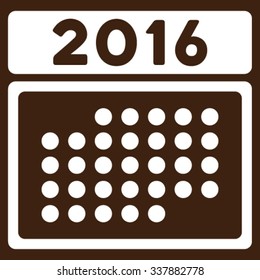 2016 Month Plan vector icon. Style is flat symbol, white color, rounded angles, brown background.