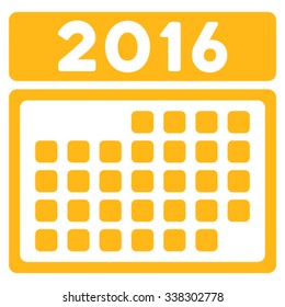 2016 Month Plan vector icon. Style is flat symbol, yellow color, rounded angles, white background.