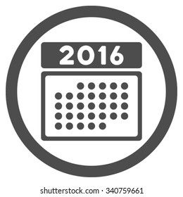 2016 Month Syllabus vector icon. Style is flat circled symbol, gray color, rounded angles, white background.