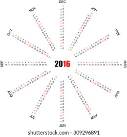 2016 monthly calendar template, simple calendar