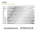 2016 Moon Phases Calendar. Vector Illustration.