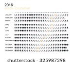 2016 Moon Phases Calendar. Vector Illustration.